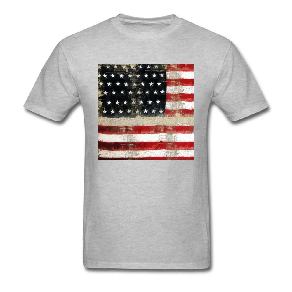 American Flag 100% Cotton T Shirt for Adult Short Sleeve Printed Tops Shirt Slim Fit Lovers Day Crewneck Tee-Shirts Summer American Flag grey