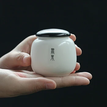 

Chinise Style Mini Tea Box Kitchen Food Storage Box,Spice Pot,Candy Jar,Coffee Pot White Multifunction Mini Ceramic Storage Jar