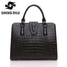 High Quality 100% Genuine Leather Women Bags Classic Aligator Women Handbags Fashion Brand Women Shoulder Bag