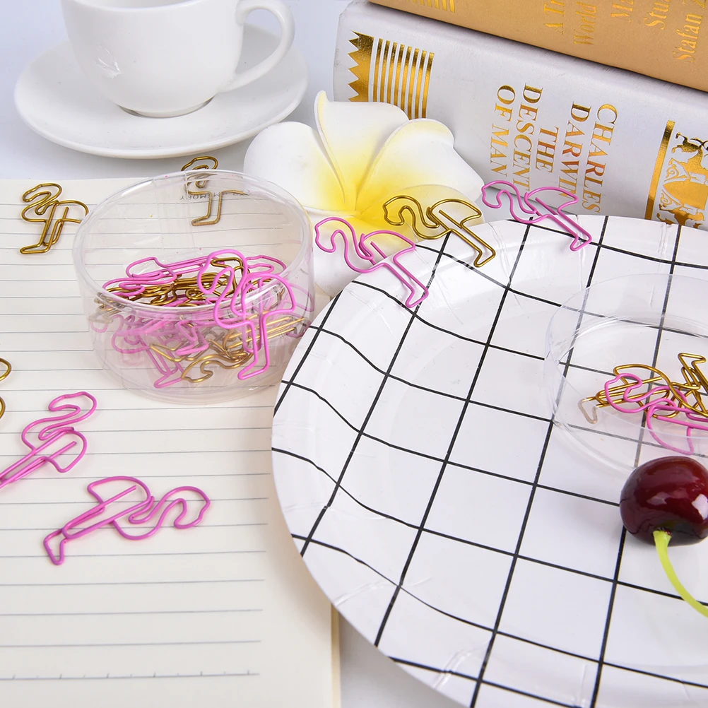 24 pcs/lot Sweet Pink Flamingo Bookmark Paper Clip School Office Supply Escolar Papelaria