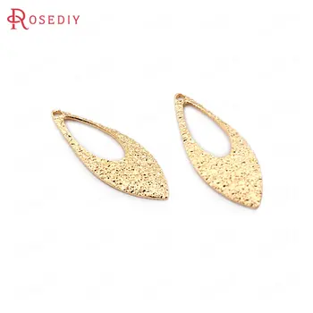 

(33634-G)40PCS 18x7MM 24K Gold Color Brass Frosted Drop Shape Charms Jewelry Making Supplies Diy Findings Accessories
