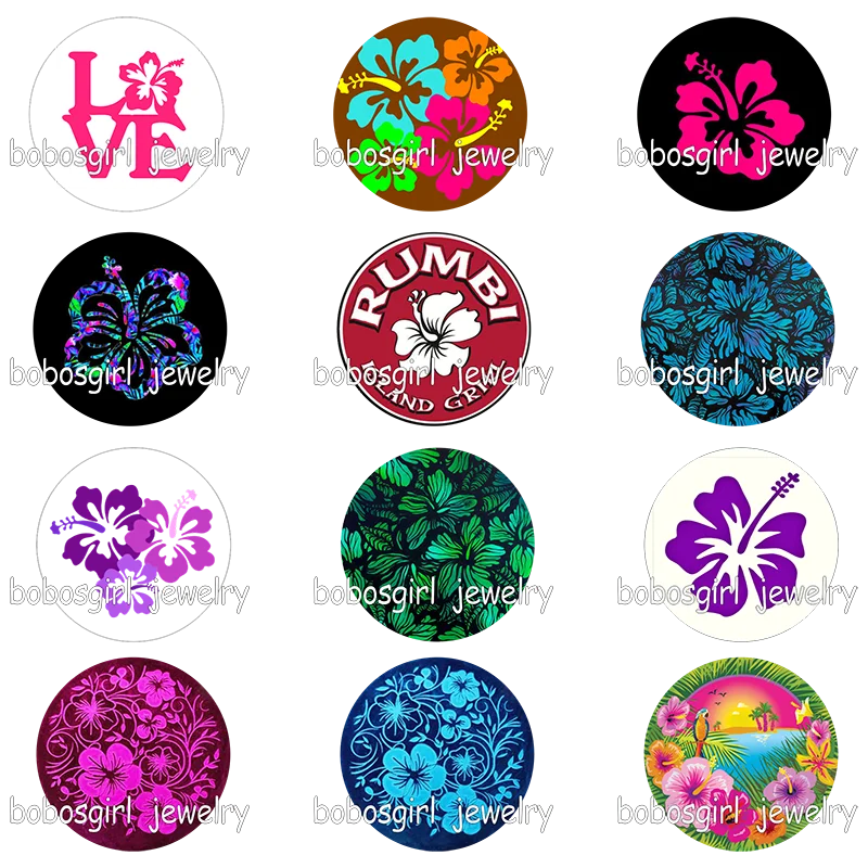 

hibiscus flower glass snap button photo print Phone Holder GS9336
