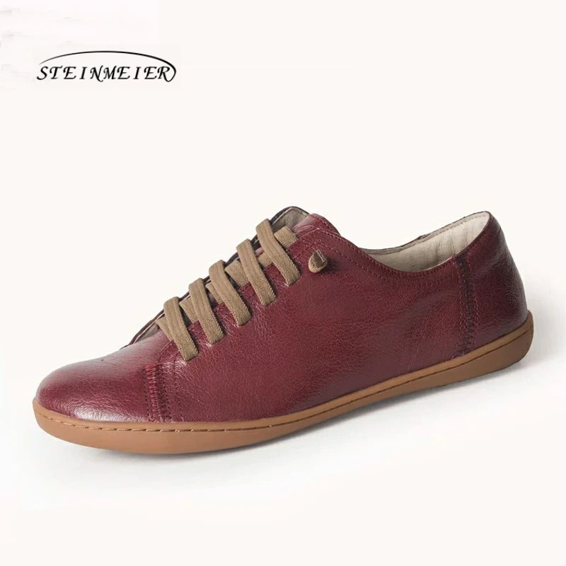 Women Summer Flat Spring Leather Casual Barefoot Sneakers Slip On