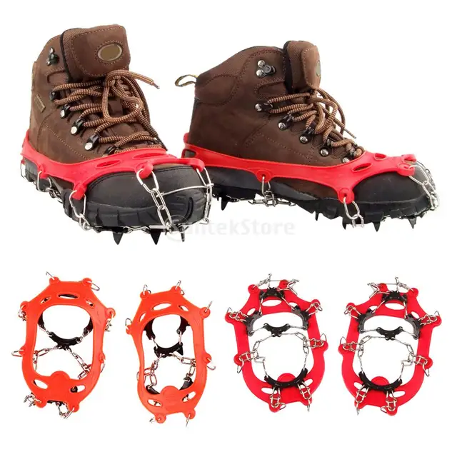 11 Teeth Ice Snow Spikes Cleats Crampons Anti Slip Grippers for Walking ...