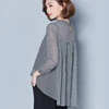 Hot Sale Blouses Women Shirt Sunscreen Long-Sleeve Striped Turn-Down-Collar Blusas Chiffon Plus-Size 5gy6mmqm