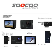 SOOCOO C10S Sports Waterproof Action Camera with Wifi Full-HD 1080p 12MP 2.0 LCD 170 Degree Wide Lens Action Cam