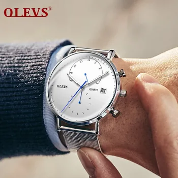 

relogio masculino OLEVS Luxury Brand sport watch silver wristwatch mens Date Business Men's Quartz Watch erkek kol saati clock