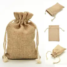 5 шт. 8 см * 10 Джутовая сумка мешочек из грубой ткани с завязкой сумки натуральный цвет конфеты подарок бусины ювелирные изделия сумки для