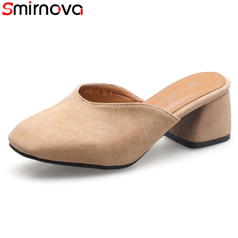 Smirnova/Большие размеры 34 46 2018 Новое поступление однотонные повседневные мюли на