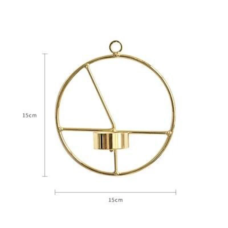 Простой геометрический подсвечник в скандинавском стиле, металлический настенный подсвечник для спальни, гостиной, золотые подсвечники, украшение для дома - Цвет: A