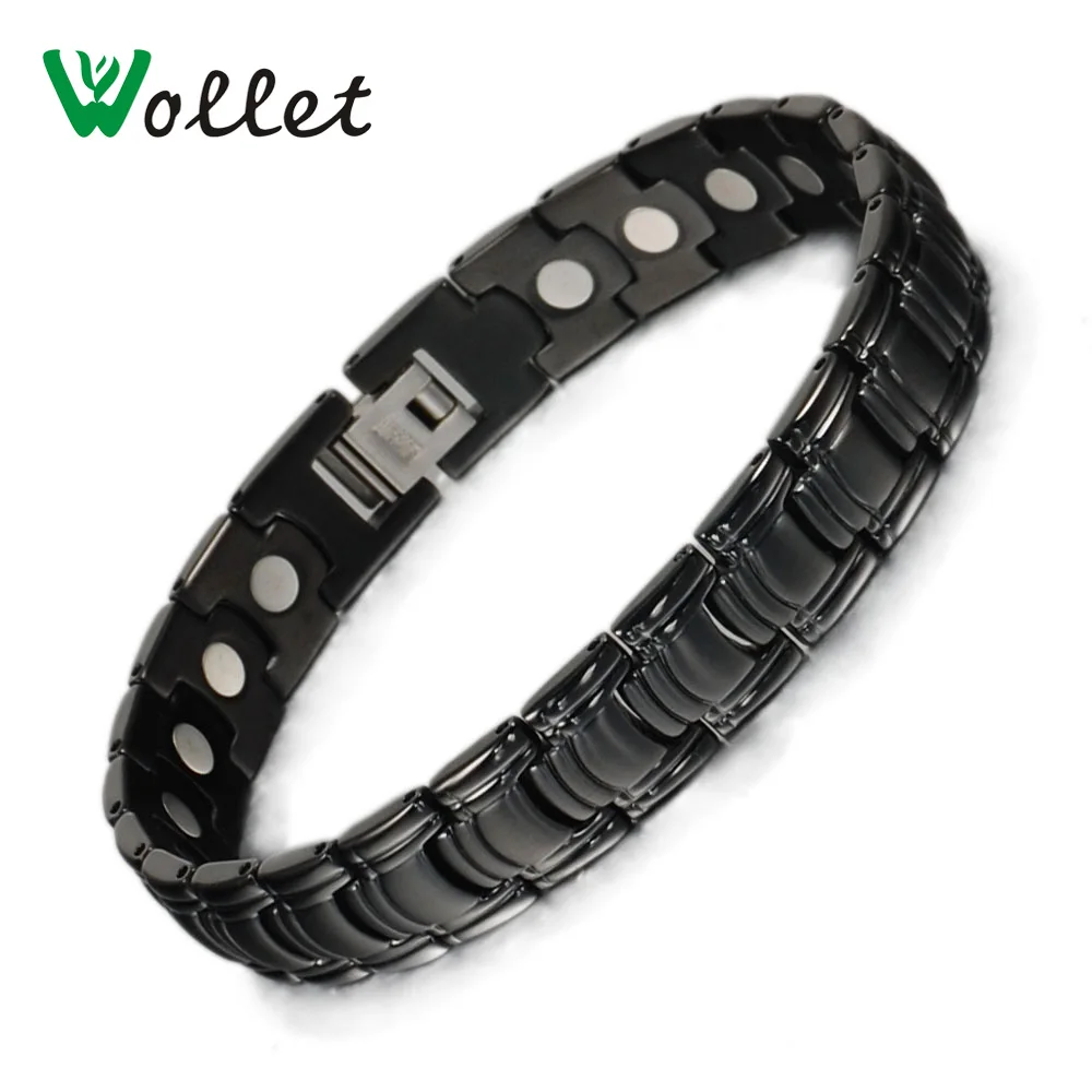 

Inox Energy Men's Healing Christmas Gift High Quality Black Gun Plated Magnetic Pure Titanium Bracelets Bangle for Men