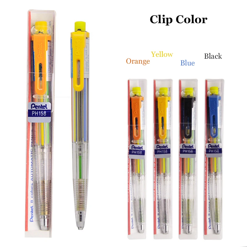 Japanese Pentel Multi 8 Mechanical Pencil 2.0mm Lead 8 Colors in 1 Scrapbooking Color Pen Kawaii Stationery PH158 Leads Pencil