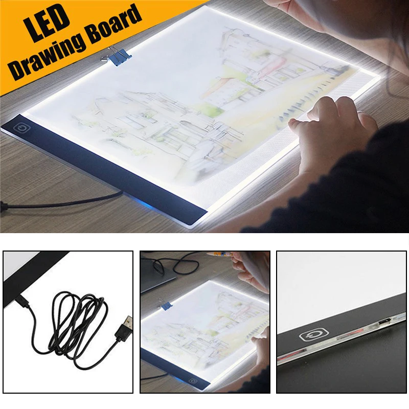 Tanie 2019 nowy LED tablet graficzny do pisania malowania tablet graficzny śledzenia Panel deska lampa wystawowa LED cyfrowy A4 kopii skrzynka na listy