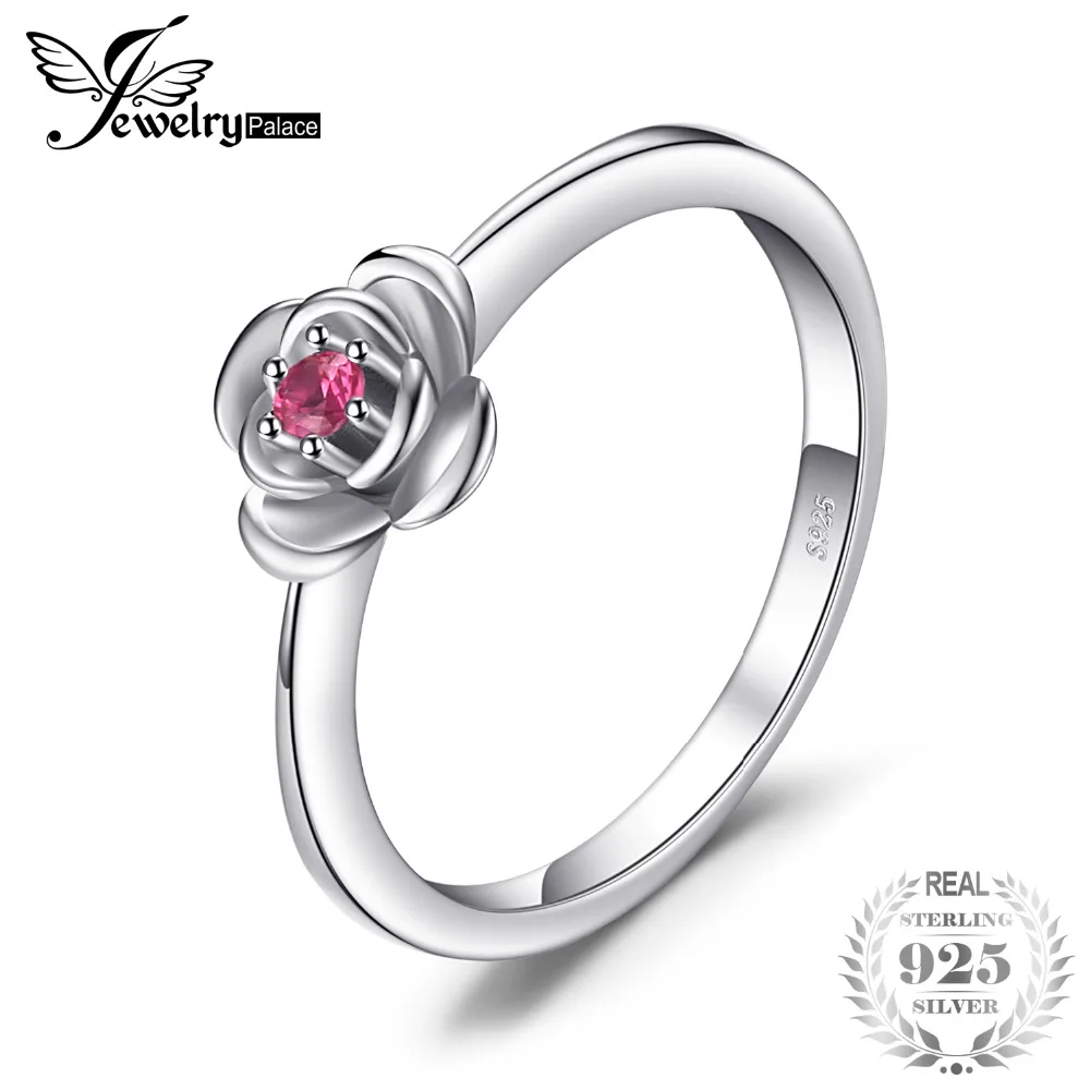 Jewelrypalace Обещание любви Роза в Блум создан рубиновое кольцо 925 серебряное для Для