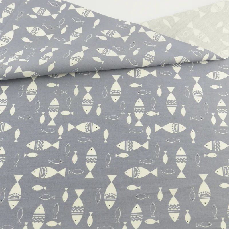 Рыба Хлопок Ткань Серый Tecido ткань для пэчворка швейная ткань Ремесленная Teramila ткани постельные принадлежности декоративная ткань лоскутное шитье для дома