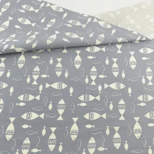 Рыба Хлопок Ткань Серый Tecido ткань для пэчворка швейная ткань Ремесленная Teramila ткани постельные принадлежности декоративная ткань лоскутное шитье для дома