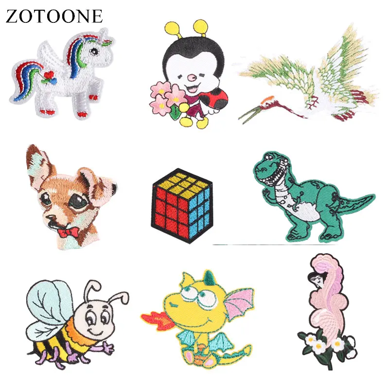 

ZOTOONE Animal Patches Unicorn Bee Stickers Diy Iron on Clothes Heat Transfer Applique Embroidered Applications Cloth Fabric G