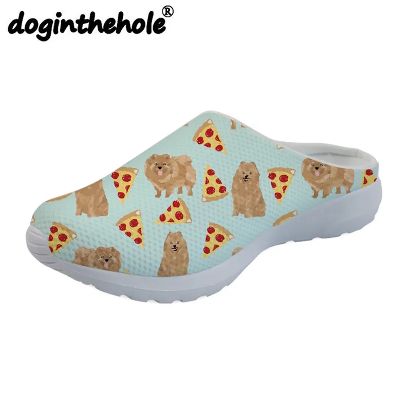 

doginthehole Pomeranian Dogs Floral Printing Sport Sandals Women Flats Slippers Sport for Female Comfortable Outdoor Sandals