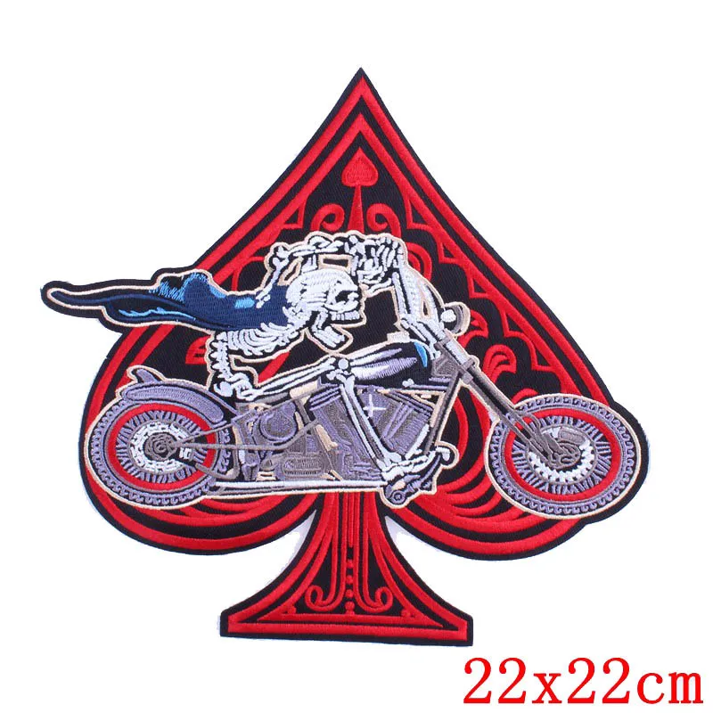 

Large size Spade Skull ACE Motorcycle Patches Iron-on Biker MC Patch motor racing rider patchs Motorcycle Vest Jackets