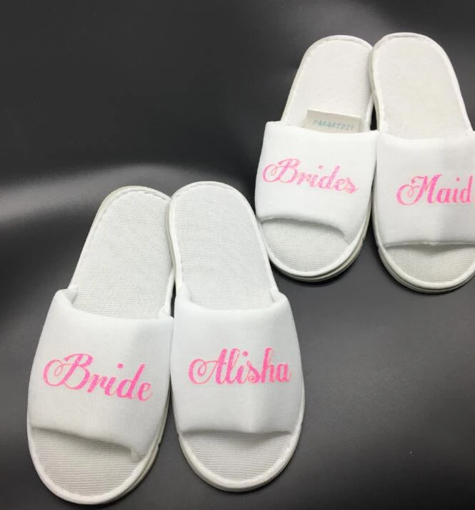 pink bridesmaid slippers