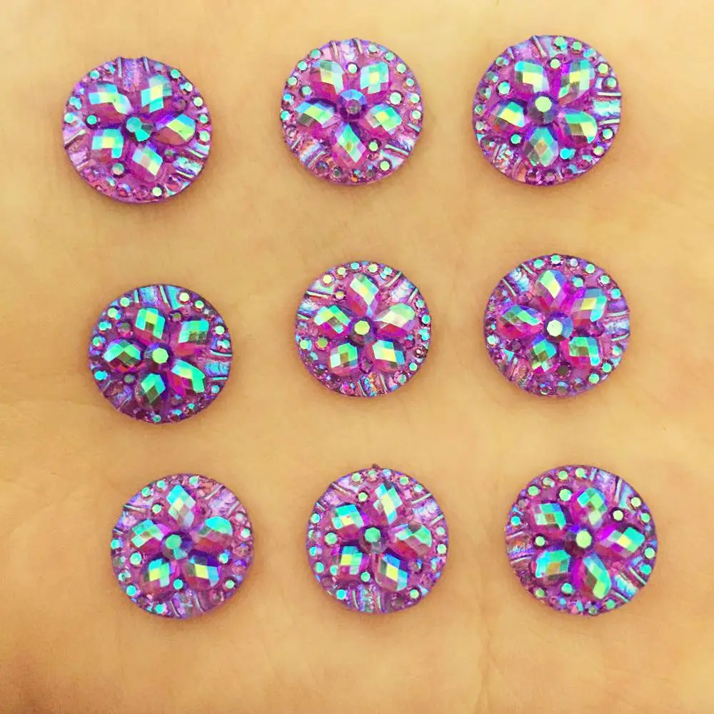

DIY 200PCS 12mm AB Resin Round Flower Rhinestone Flatback Scrapbooking for Phone DIY Craft K146*5