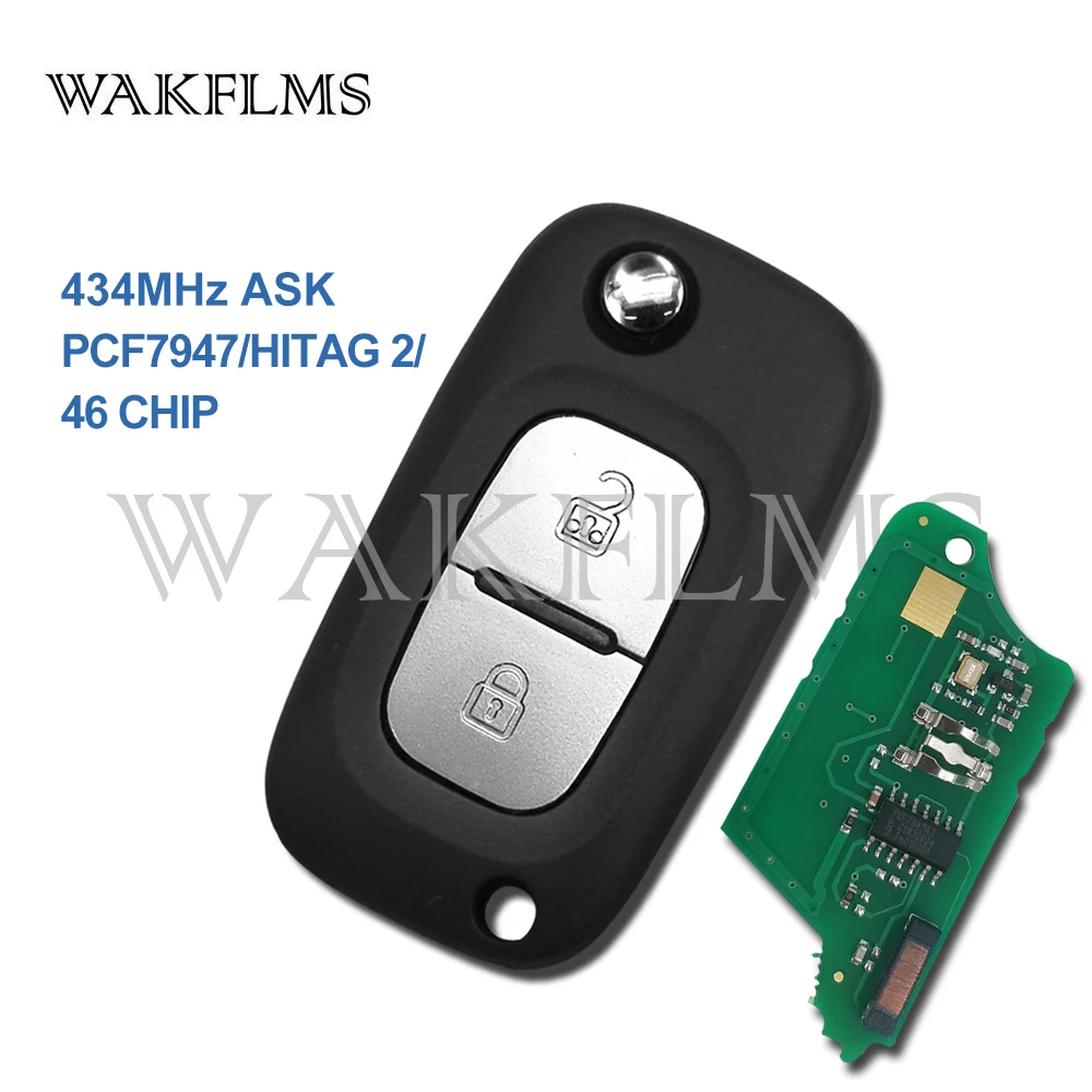 

2 Buttons 434MHz Car Remote Flip Key Renault Clio 3 Megane 3 Scenic 3 Fluence Twingo PCF7947 / HITAG 2 / 46 CHIP