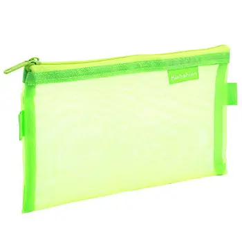 

Zip up Nylon Mesh Pencil Pen Stationary Holder Case Bag Green for Students