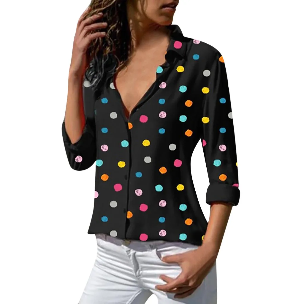 

Hot Sales Femme Woman Blouse 2019 Women Loose Casual Polka Dot Summer Shirt Long Sleeve Blouse Casual Tops Short Sleeve Women#5