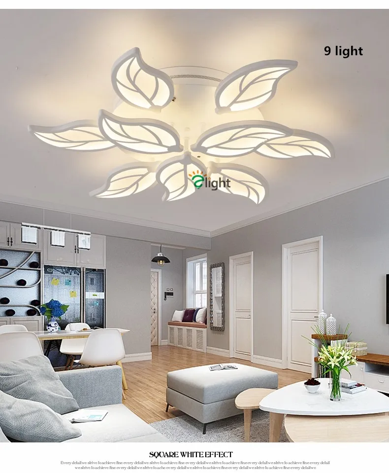 Современные светодиодные потолочные люстры с листом, лампа, акриловая люстра для спальни с регулируемой яркостью, светодиодные светильники для гостиной