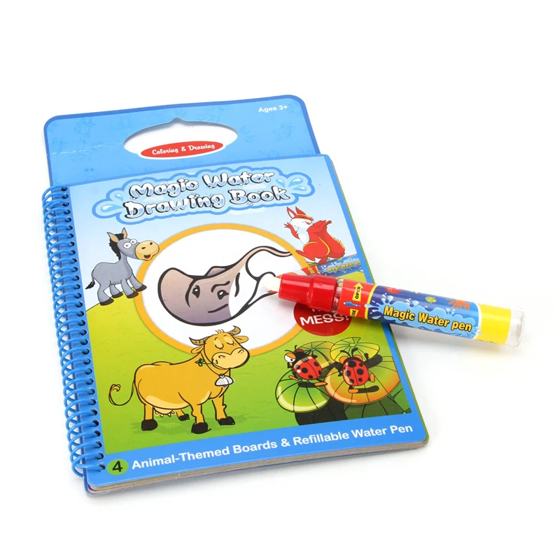 

Kids Magic Water Drawing Book Animal bull Coloring Doodle Animal Painting Board w/ Magic Pen