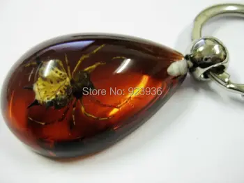 

free shipping wholesale 12pcs YQTDMY Noble Lady's Real golden angle spider fine insect key-chains