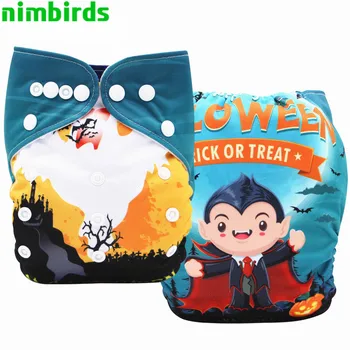 

Adjustable Baby Cloth Diapers Reusable Nappies Halloween Cartoon Cloth Diapers PocketDiaper Pants For Boys or Girls Diaper