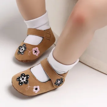 

Kids Baby Shoes First Walkers Princess Soft Bottom Toddler Shoes Baby Girls Anti-slip Soft Sole Crib Home Shoes 0-18M