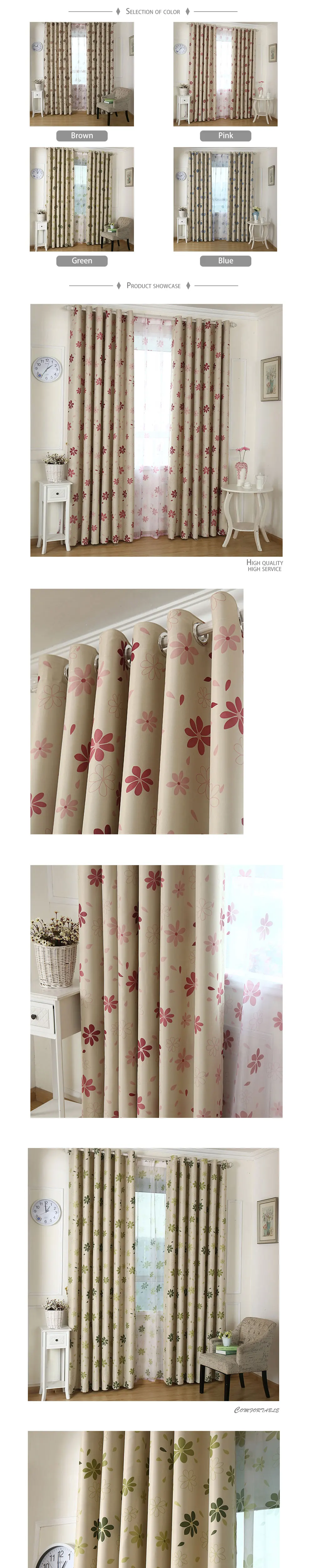 ZG100 NAPEARL Floral Pastoral High Shading Blocking Curtain for Living Room Matched Gauze Voile Sheer Printed Decoration Quality Dapes (1)