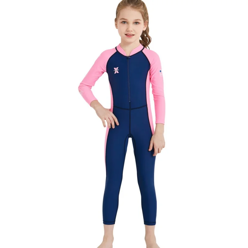 Цельный 2,5 мм неопреновый детский водолазный костюм детский гидрокостюм для мальчиков и девочек, сохраняющий тепло, с длинными рукавами, с защитой от ультрафиолетового излучения, купальный костюм