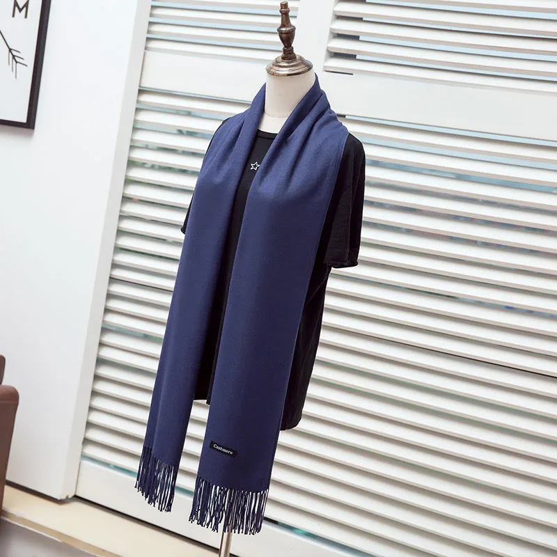 YILIAN бренд кашемировый шарф для женщин не град потери одежда высшего качества новые гладкие теплый зимний YL-001 - Цвет: Тёмно-синий
