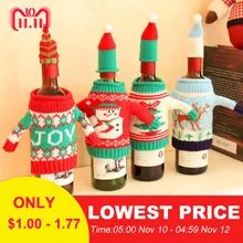 

Christmas Wine Bottle Cover Bag New Year Gifts Banquet Santa Claus Snowman Party Christmas Tableware Decoration for Home