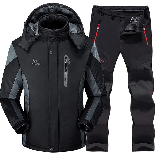 US $66.91 Ski Suit Men Skiing and Snowboarding Sets Super Warm Waterproof Windproof Snowboard Fleece Jacket+p