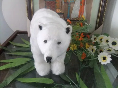 large white polar bear 30x20cm fur model ornament home decoration gift h1378