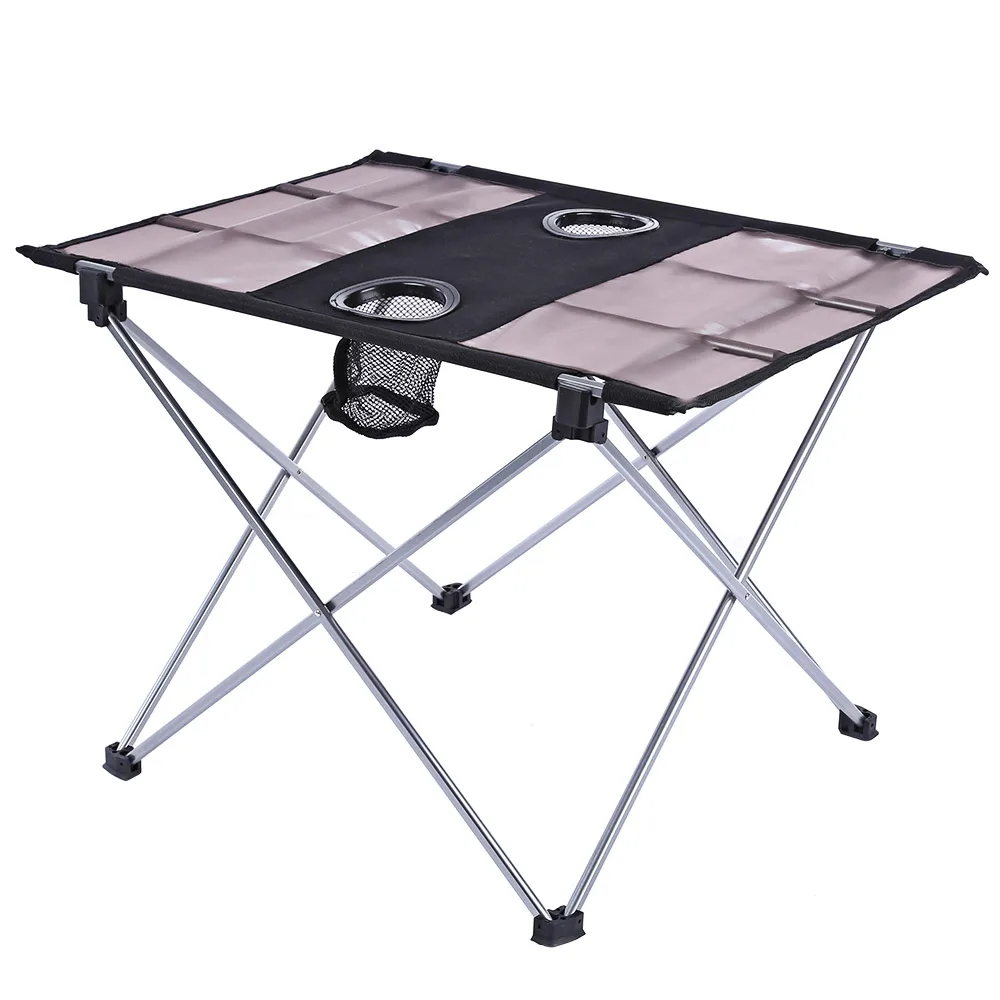 

Outdoor Portable Foldable Table With Bottle Hole For Fishing Picnic Camping Mini Rectangle Table Aluminum Alloy Holder Z30