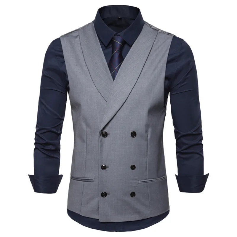 Мужской британский стиль, повседневный костюм, жилет для мужчин,, весна, осень, без рукавов, жилет, мужской, s, тонкий, для свадьбы, деловой жилет, 2XL - Цвет: gray
