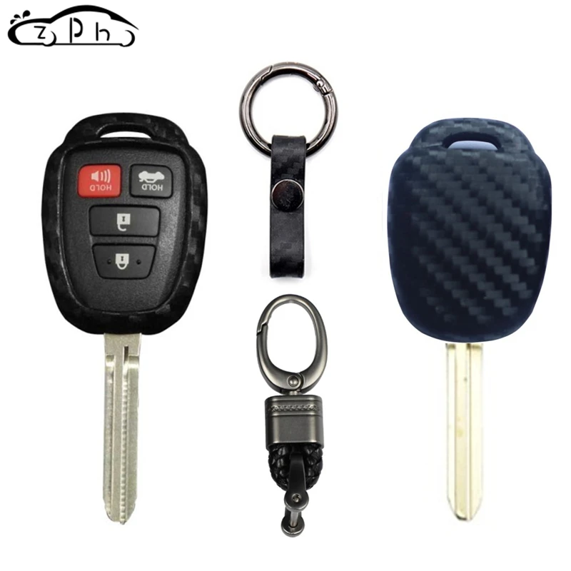 

Carbon Silicone Car Key Cover Case For Toyota Yaris CAMRY 2012 2018 Corolla Echo Rav4 Prado Highlander Reiz 2014 2013 2015
