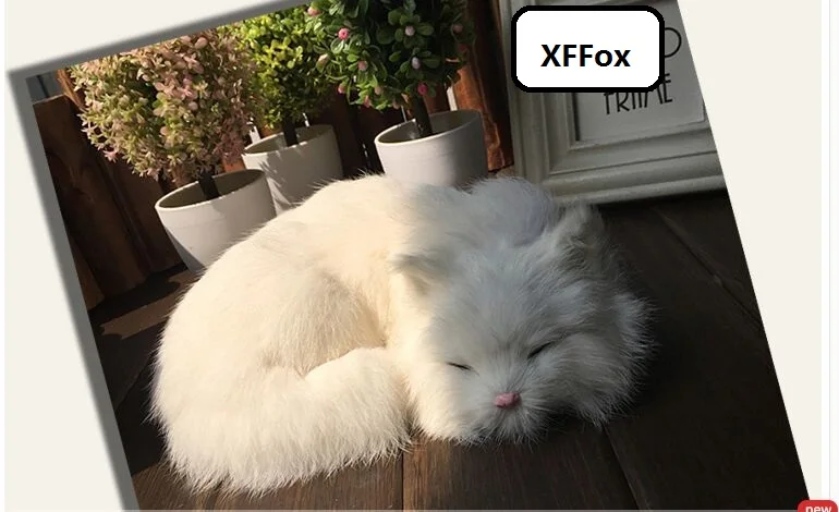 

cute real life white cat model plastic&furs simulation sleeping cat doll gift about 21x17cm xf1337