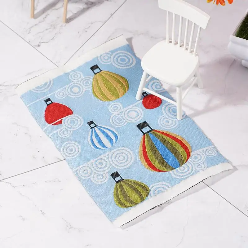 

1:12 Dollhouse Turkish Carpet Cartoon Pattern Dollhouse Miniatures Accessories Cloud Carpet Rayon Thread Cartoon Mini Carpet
