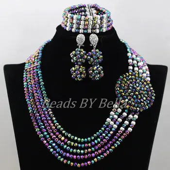 

Fashion Colourful Crysyal Bridal Jewelry Sets African Wedding Beads Jewelry Set Nigerian Statement Necklace Free Shipping ABK225