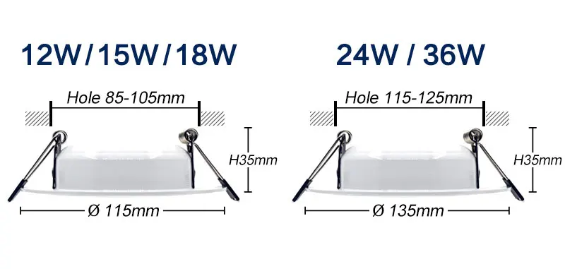 LED White Downlight Lamps waterproof 5W 9W 12W 15W 18W AC 220V 230V Built-in drive Led Down light Lamp