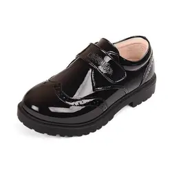 Британский стиль Черная обувь на выход для мальчиков школьные Повседневное производительность кожа обувь детская одежда для малышей