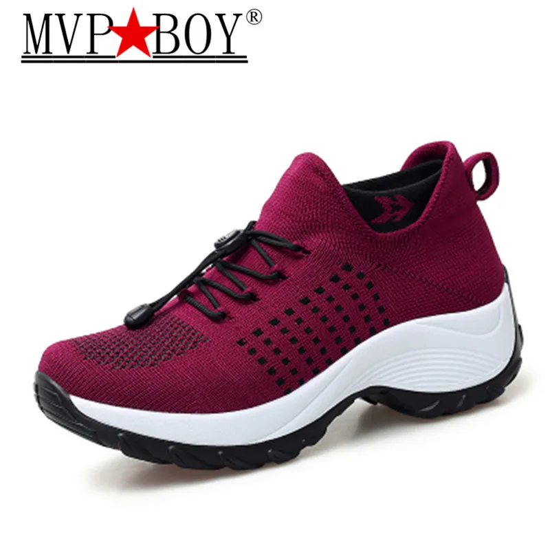 

MVP BOY Women Shoes Flats Platform Sneakers Woman Slip-on Breathable Ladies Boat Shoes zapatillas mujer Plus size 35-42 black