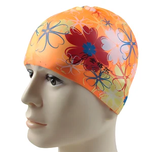 H815 Распродажа водонепроницаемый силиконовый шапочка для плавания с цветочным узором мужской женский общий - Цвет: Orange