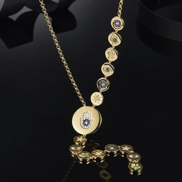 

Ins-APM Summer Element Golden Silver Long Necklace Female Design Sensitive Sweater Chain Pendant